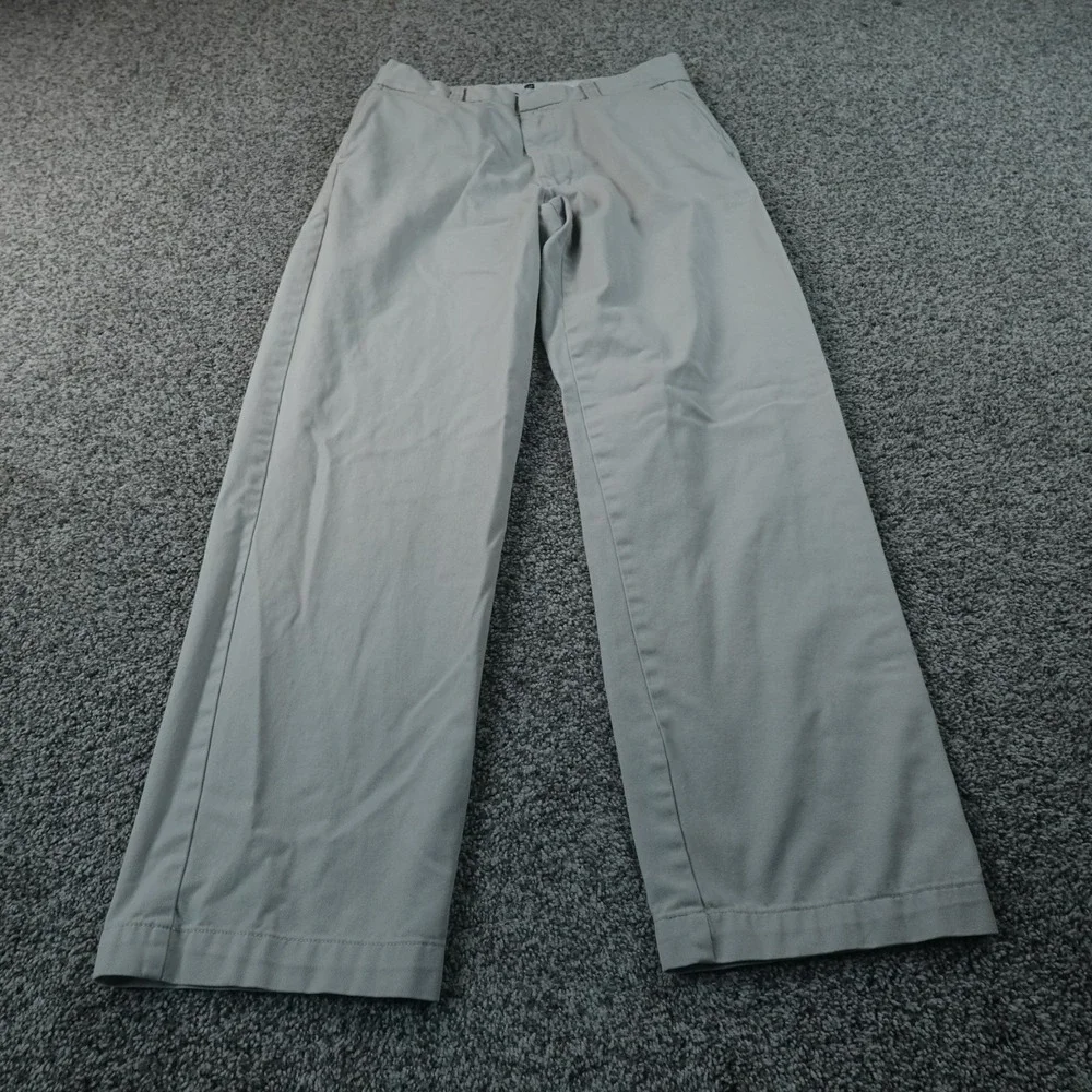 Gap‎ Pants Mens 31X32 Beige White Chino Trouser Flat Front Straight Leg Casual